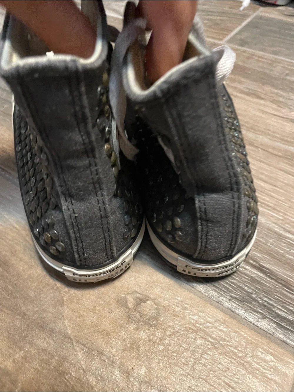 Converse Kids High Top Sneakers in dark gray w studs